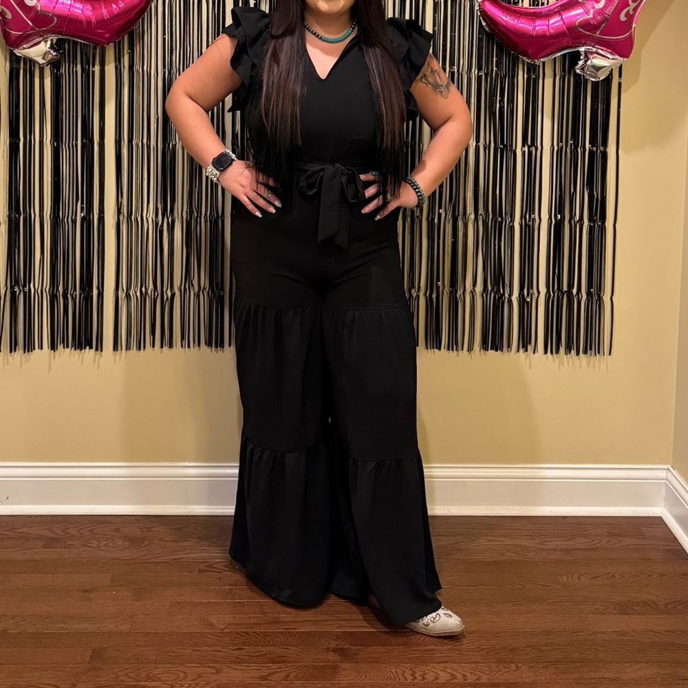Elegant Black Ruffle Jumpsuit